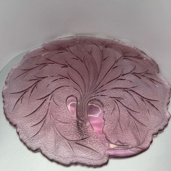 Vintage Indiana Glass Pink Divided Serving Plate — 10″ Mid-Century Glassware - Picture 4 of 4